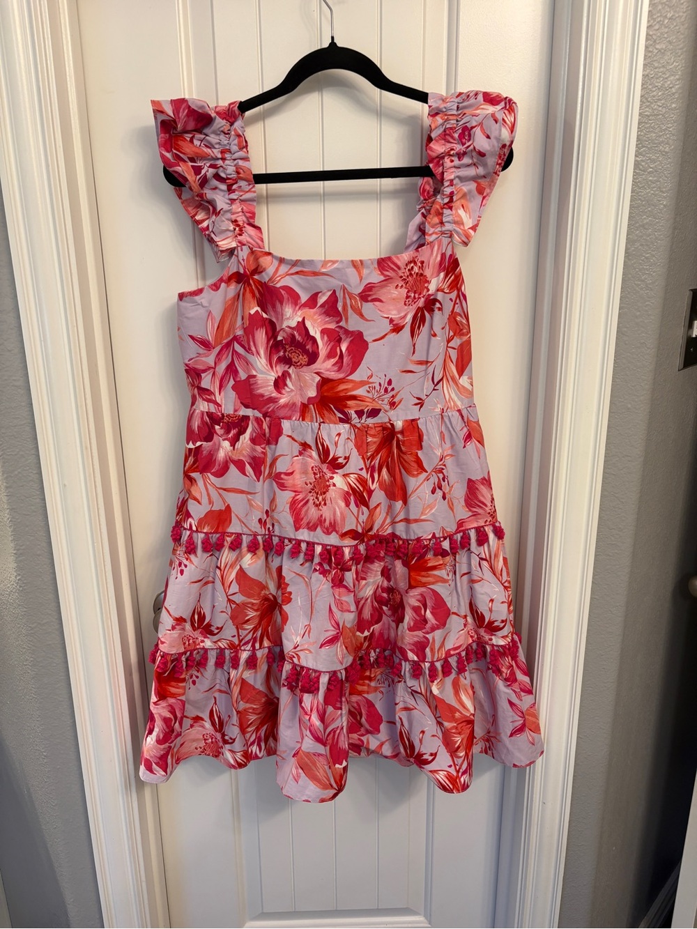 Eliza J Pink & Coral Floral Ruffle Mini Dress